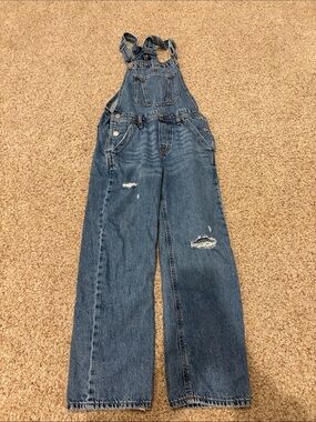 GAP Boys Blue Distressed Denim Overalls